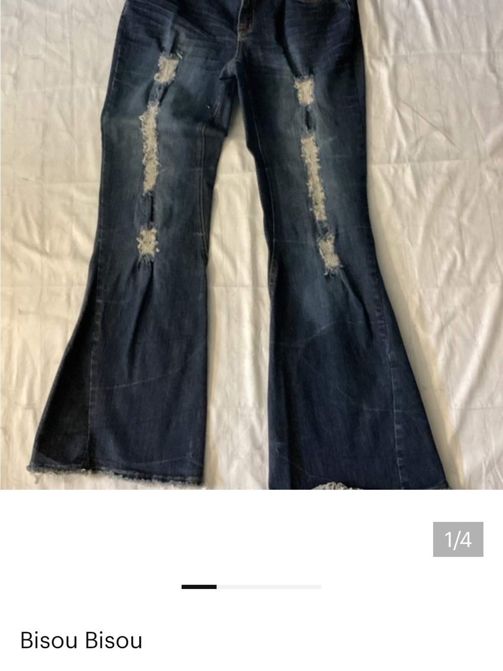 Bisou Bisou Dark Blue Distressed Flare Jeans💙